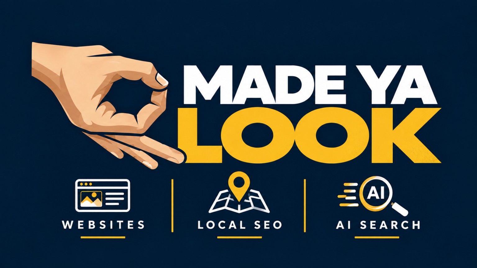 Made Ya Look approved navy and gold brand logo